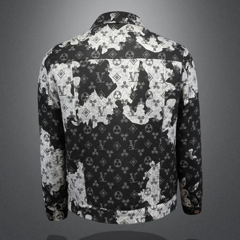 Men's spring and autumn denim jacket ins middle-aged and young casual jacquard jacket European station men's trendy top