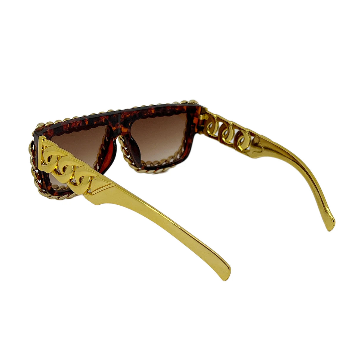 Gold Chain Sunglasses for Men Retro Exaggerated Fashion Designer
