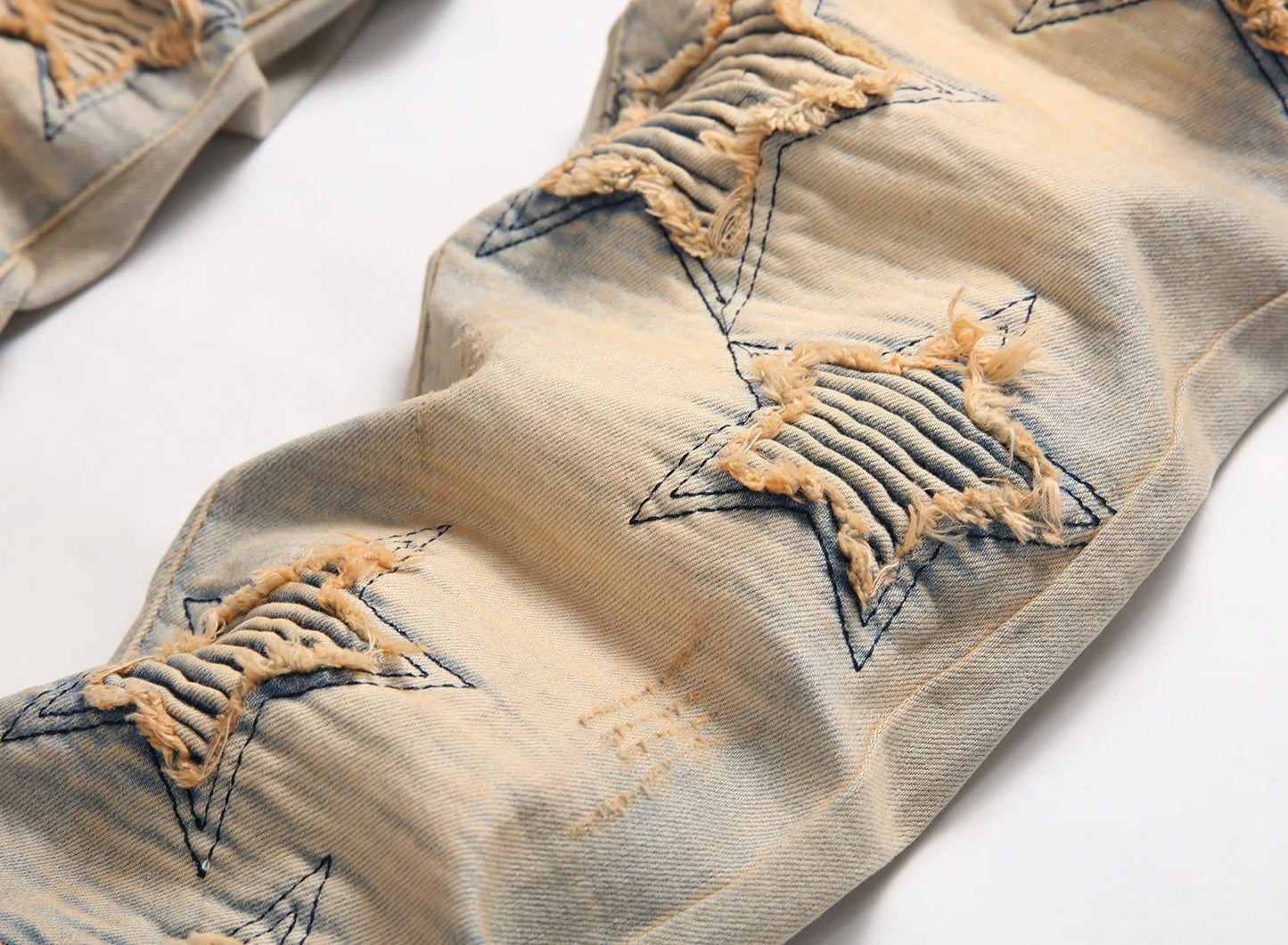 Kakan - New European and American Embroidered and Embroidered Long Jeans for Men's Wear, Retro Cuffed Fashion Stretch Jeans