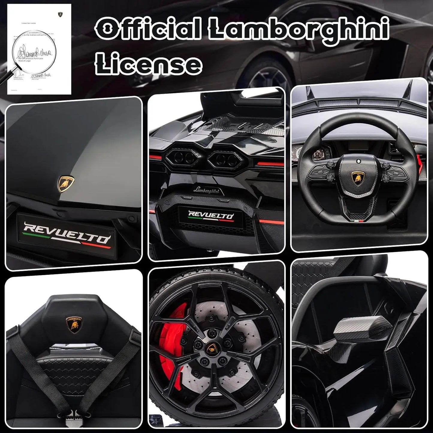 Ride On Car for Kids Licensed Lamborghini Revuelto Electric Vehicle 12V Battery Powered Sports Car Toy with Music/Remote Control