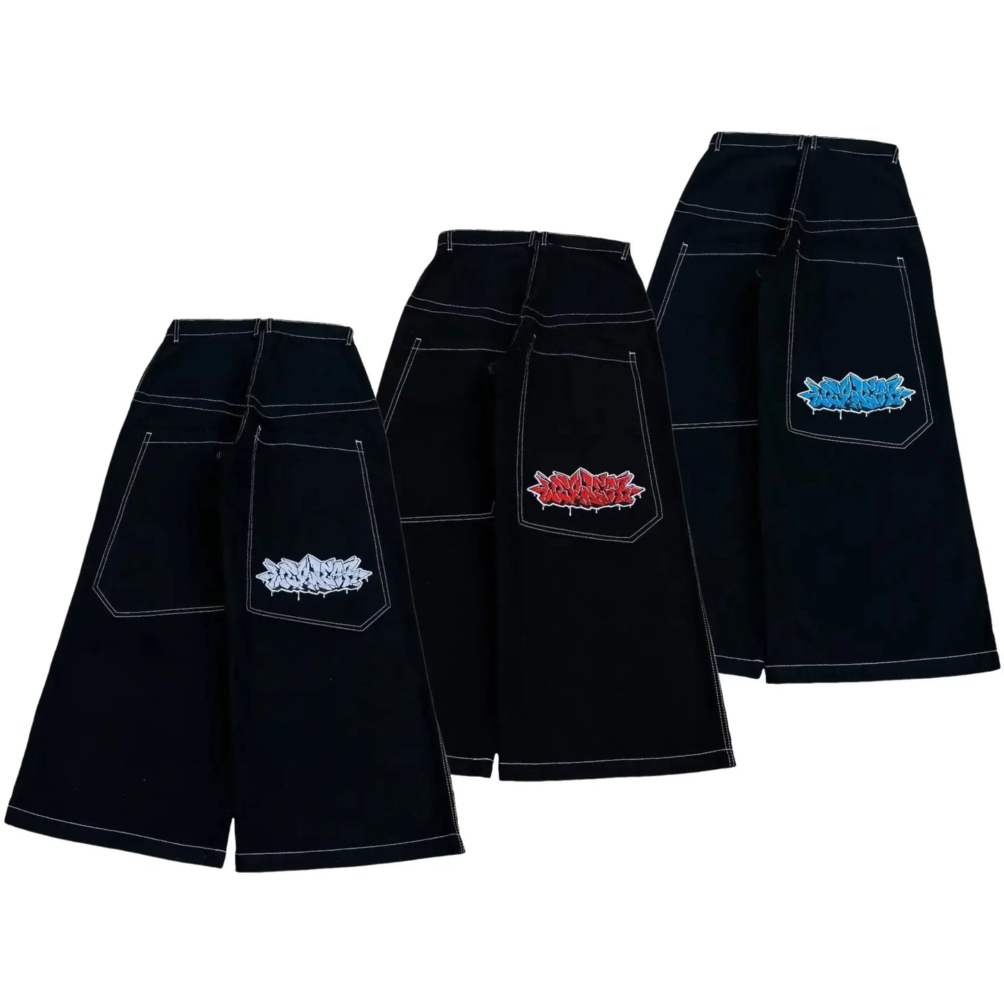 Money patches Streetwear High Waist Wide Trouser Black jean Streetwear Men Hip Hop Women Embroider Y2k Baggy Jeans