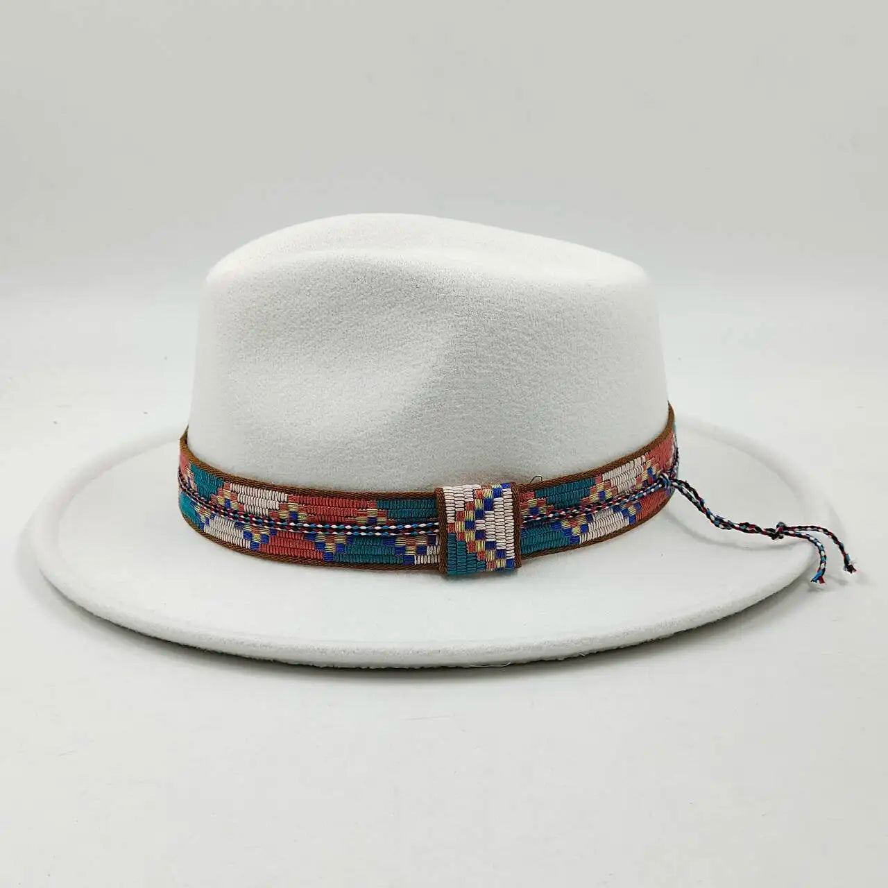 Feather Fedoras Hat for Men Women Black Felt Wide Brim Jazz Cap Plum Blossom 8 Playing Card