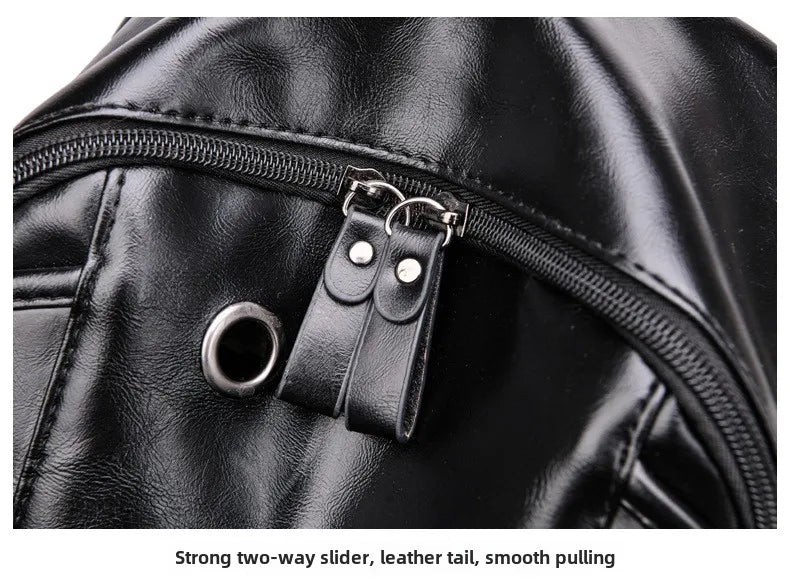 soft PU leather vintage casual backpack for men large capacity travel backpack male laptop shoulder bag waterproof work backpack