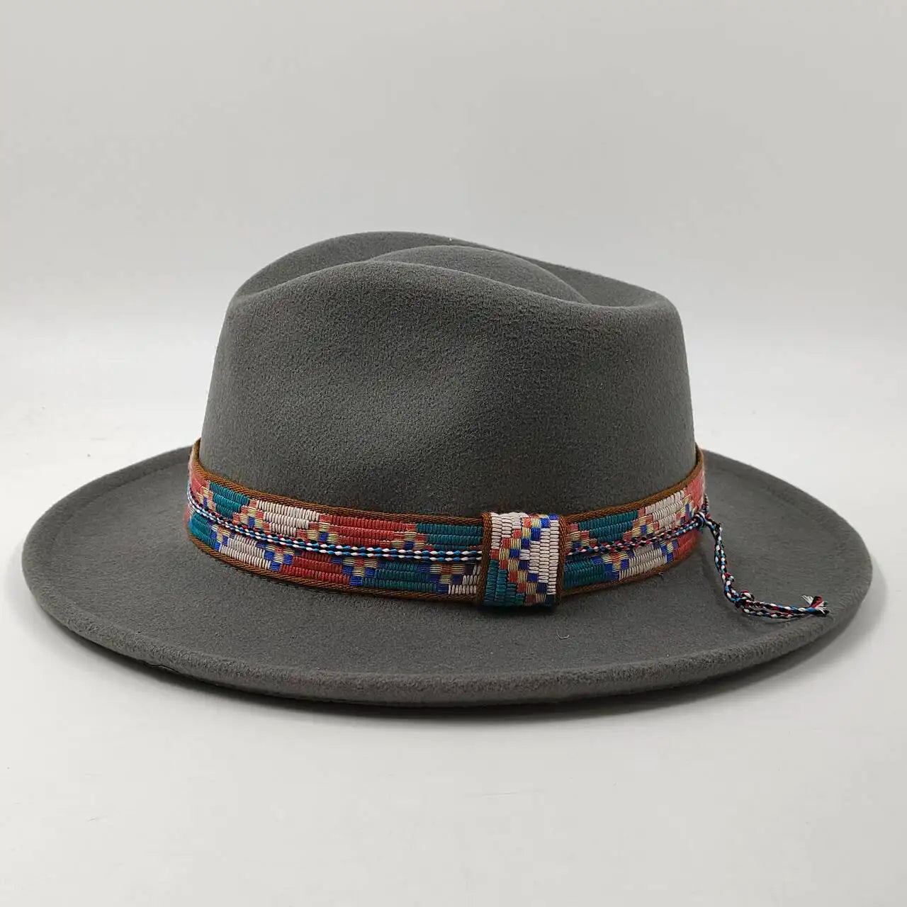 Feather Fedoras Hat for Men Women Black Felt Wide Brim Jazz Cap Plum Blossom 8 Playing Card