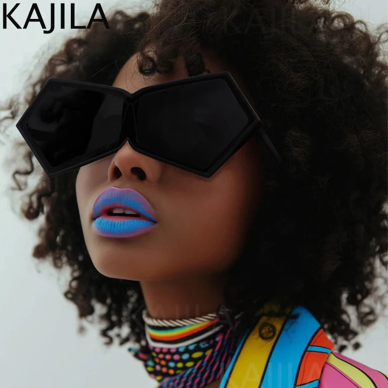 Women 2026 Luxury Brand Big Frame Shield Sun Glasses For Ladies Wrap Eyewear