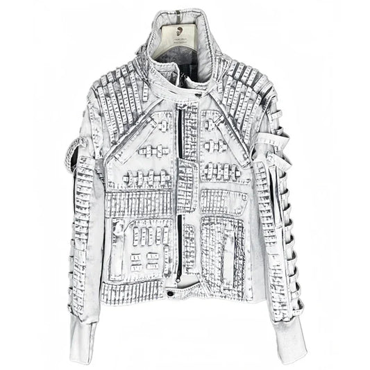 Waste Soil Sand Dune Style Men's Asymmetry Slim Fit Motorcycle Jacket Washed Distressed Fold Deconstruction Coat Male