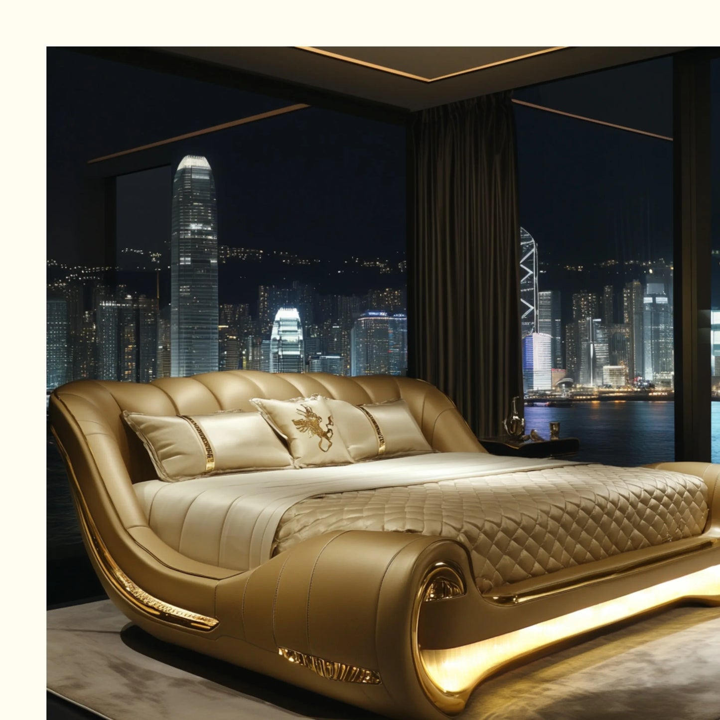 High-end luxury atmospheric leather double multi-function bed