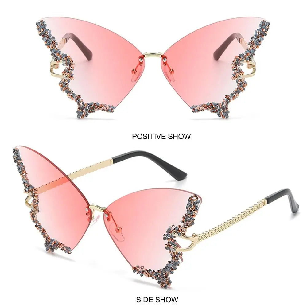 Luxury Eyewear Diamond Butterfly Sunglasses for Women Ladies Shades