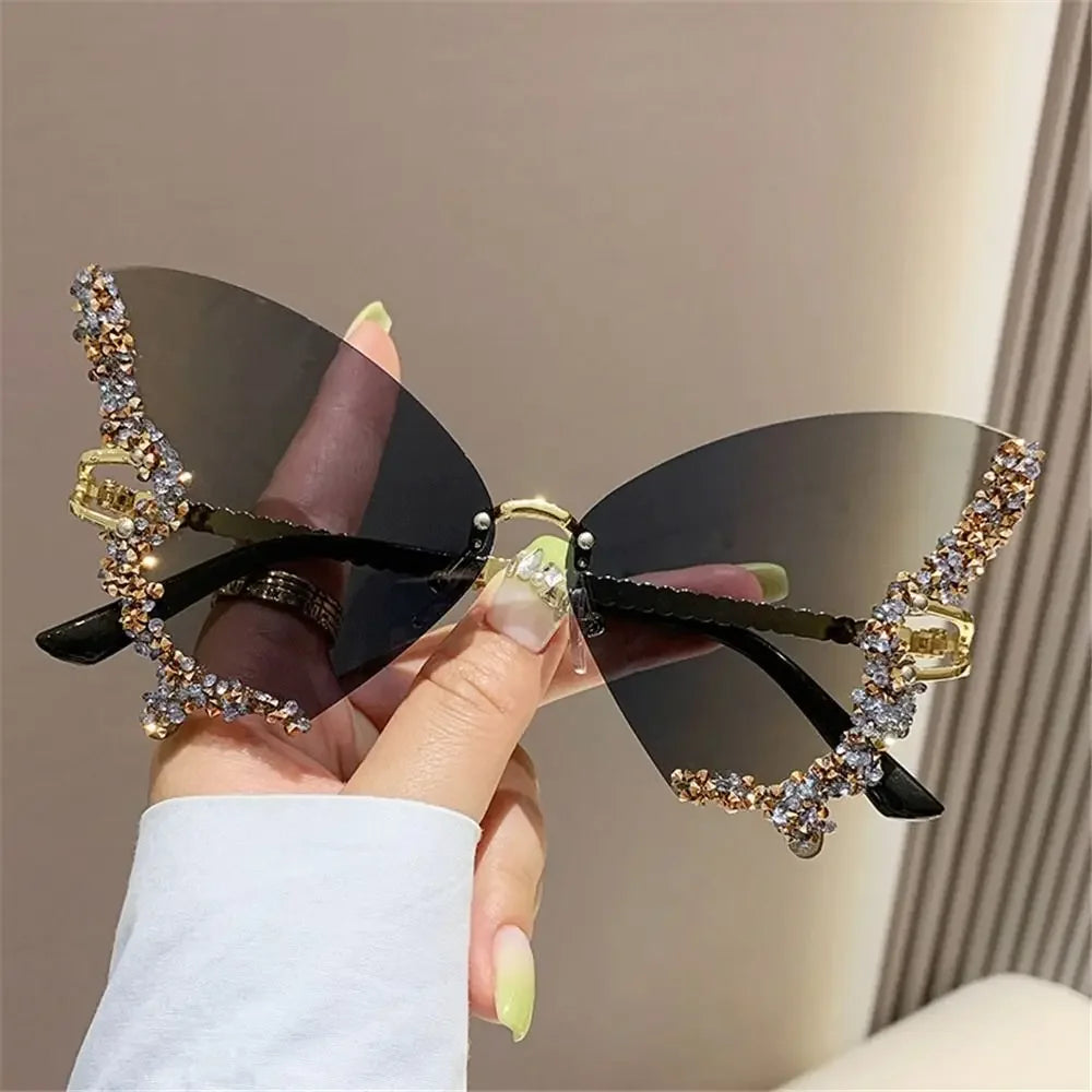 Luxury Eyewear Diamond Butterfly Sunglasses for Women Ladies Shades