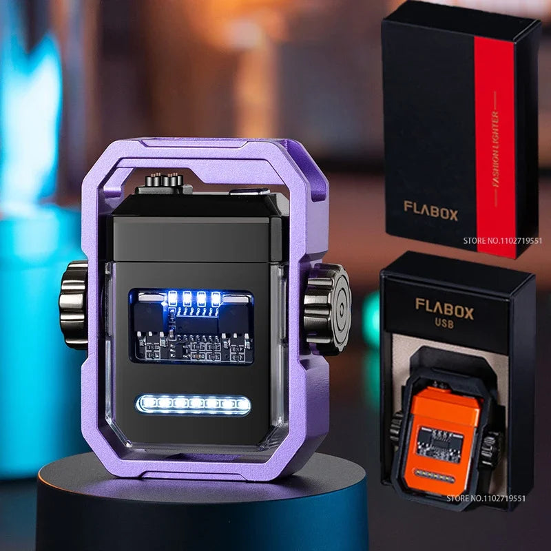 2025 New Mechanical Decompression Fidget Top Lighter Double Arc Electronic