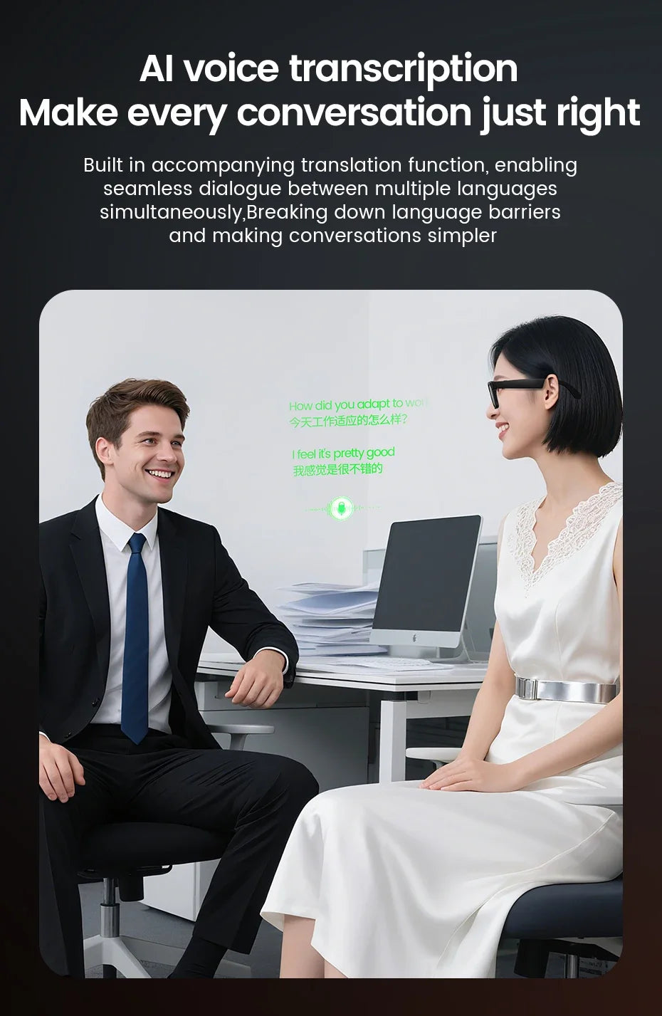 New AI SmartGlasses 800W HD Camera AI Translation Shooting Everything Recognition 4GB Storage 300mah SmartGlasses Men Women