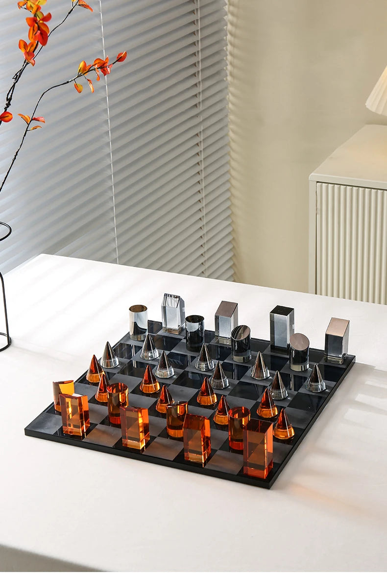 Minimalism Crystal Chess Ornaments Desk Decoration Modern Crafts Creative Geometric Artwork Chess Crafts Room Aesthetic Decor