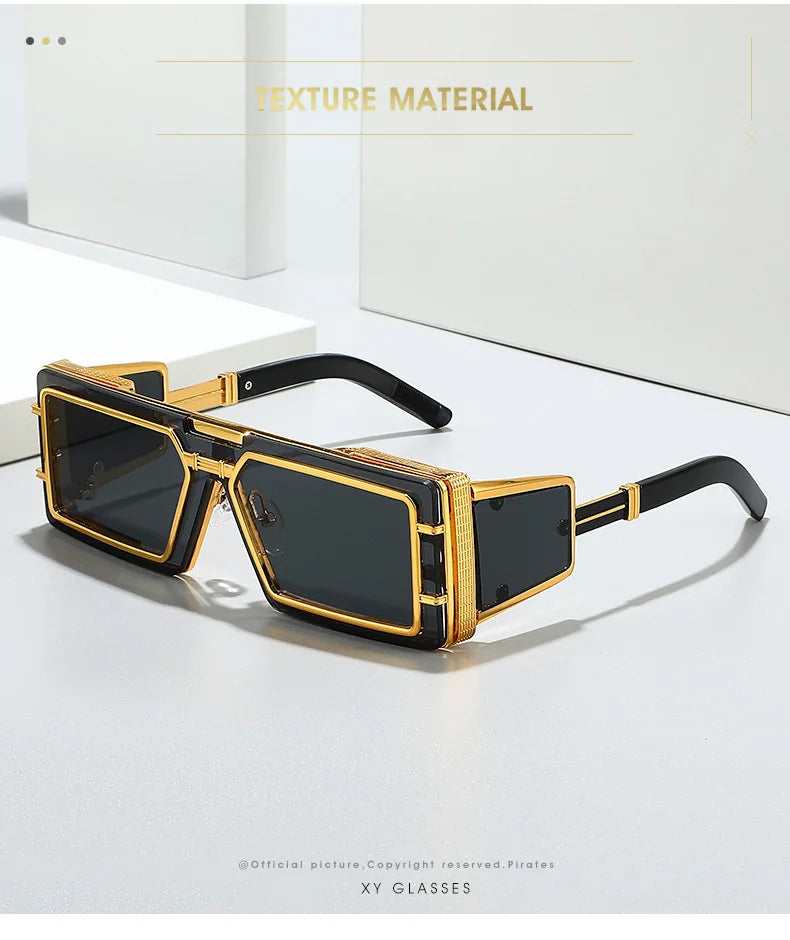 Sunglasses Men Square Sun Glasses Designer T-show  Eyewear Unisex Fashion Heavy Metal Luxury Shades