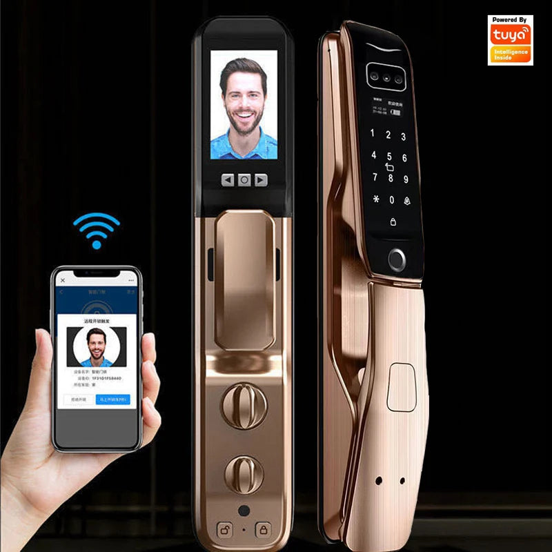 Wifi Fingerprint Smart Door Lock 3D Face Recognition Electronic Password Home Security Alarm Sensor Door Lock
