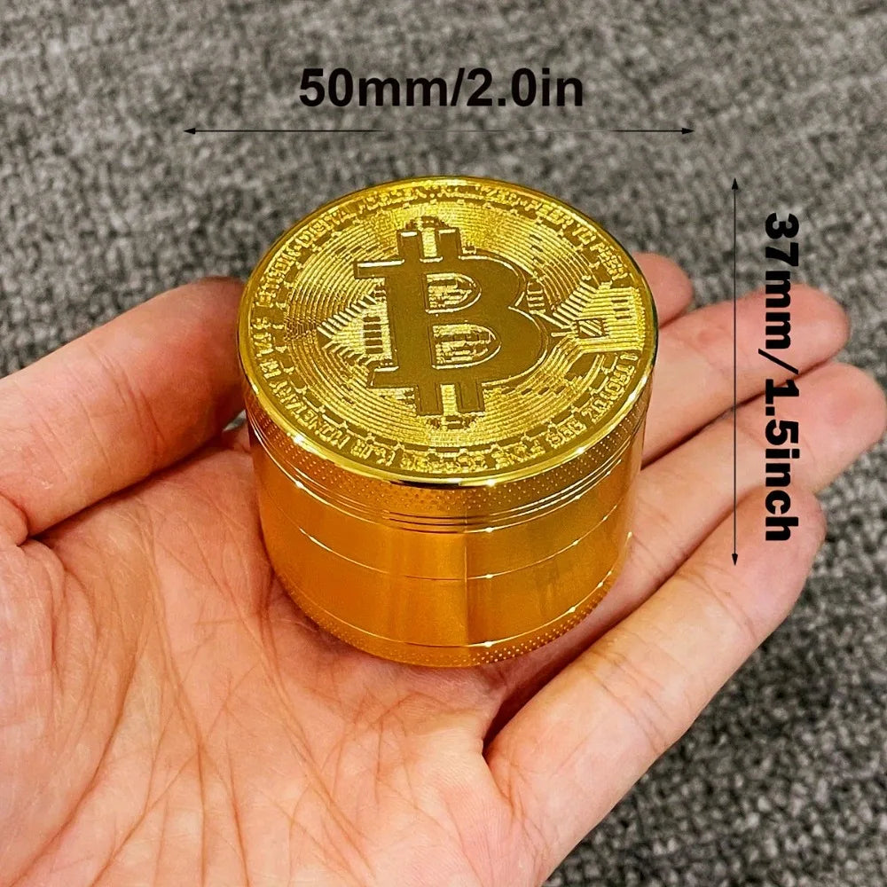 2/2.5inch Bitcoin Coin Herb Grinder Pepper Mortar Salt Crusher Spice Mill Tobacco Grass Grinder Smoking Cigarette Accessories
