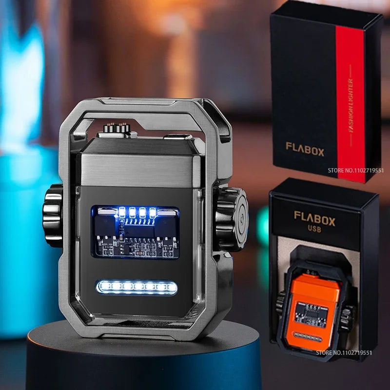 2025 New Mechanical Decompression Fidget Top Lighter Double Arc Electronic