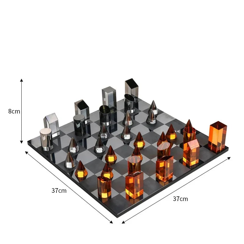 Minimalism Crystal Chess Ornaments Desk Decoration Modern Crafts Creative Geometric Artwork Chess Crafts Room Aesthetic Decor