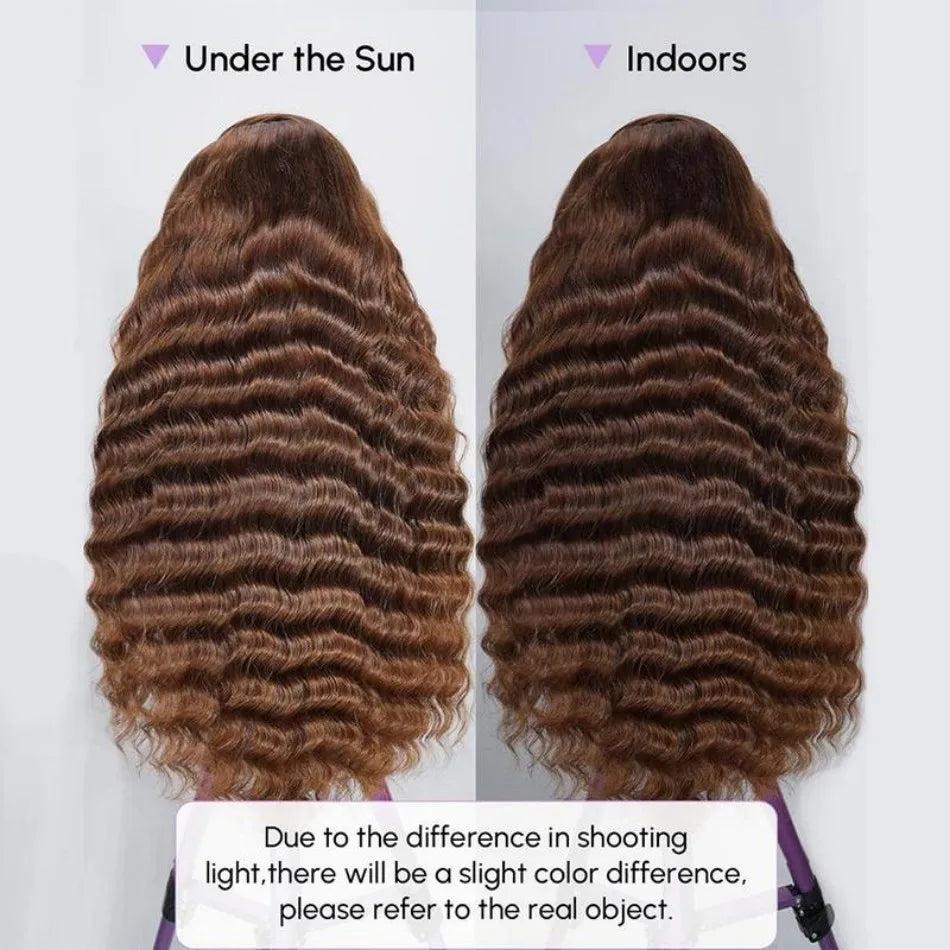 Chocolate Brown 13X6 Human Hair Wigs Hd Lace Frontal Wig Deep Wave Lace Front Wig Curly Colored PrePlucked Brazilian Wig 30 Inch