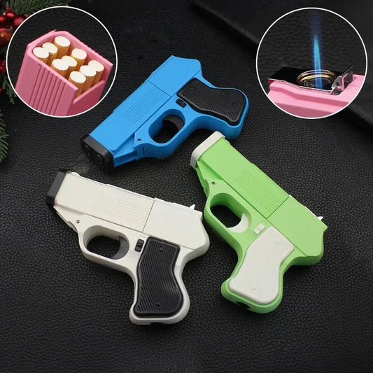 Gun shaped Cigarette Box Lighters Portable Stress Relieving Windproof Lighter Men's and Women's Fashion Gift