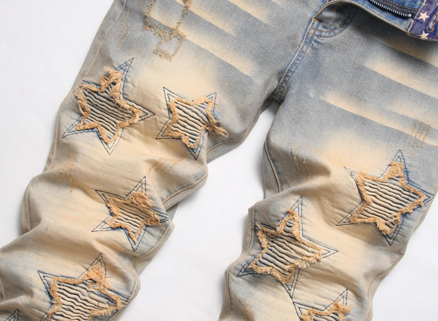 Kakan - New European and American Embroidered and Embroidered Long Jeans for Men's Wear, Retro Cuffed Fashion Stretch Jeans