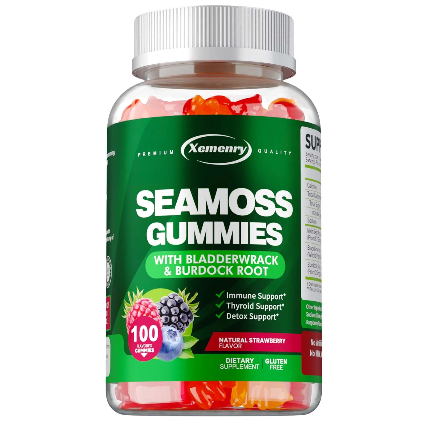 SEAMOSS - Contains Burdock Root and Bladderwrack Seaweed To Enhance Intestinal Health and Immunity - 100 Gummies