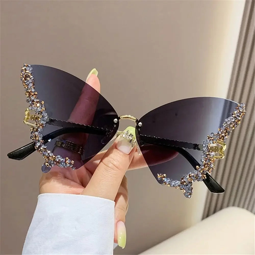 Luxury Eyewear Diamond Butterfly Sunglasses for Women Ladies Shades