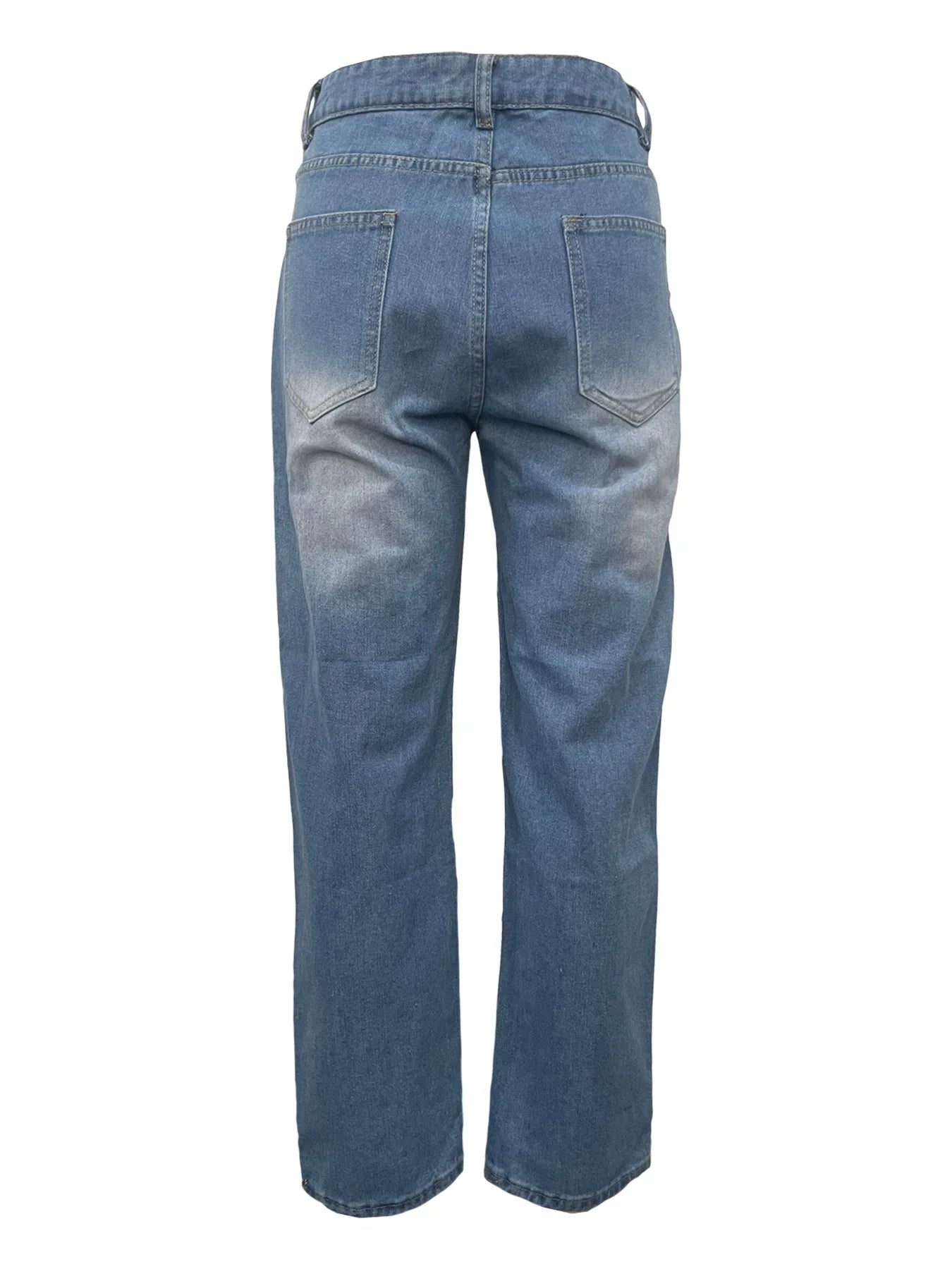 Hole Fashion Diamond Splicing Loose Jeans Women Denim Trousers Casual Female Streetwear