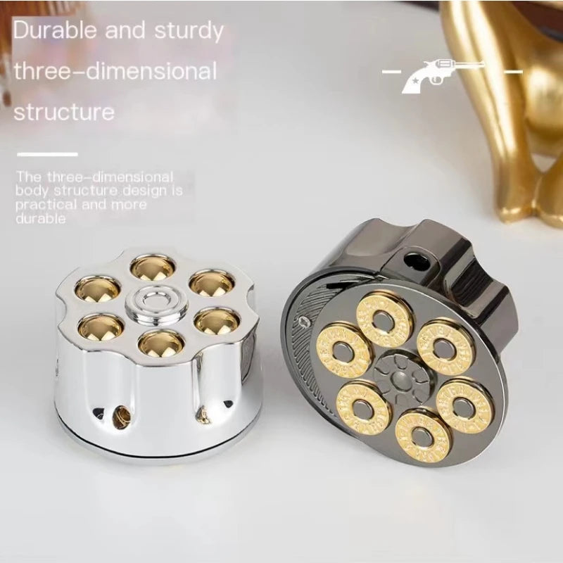 Creative Left Wheel Bullet Clip Shape Butane Gas Lighter Electroplated Mirror Sideslip Ignition Portable Smoking Accessories