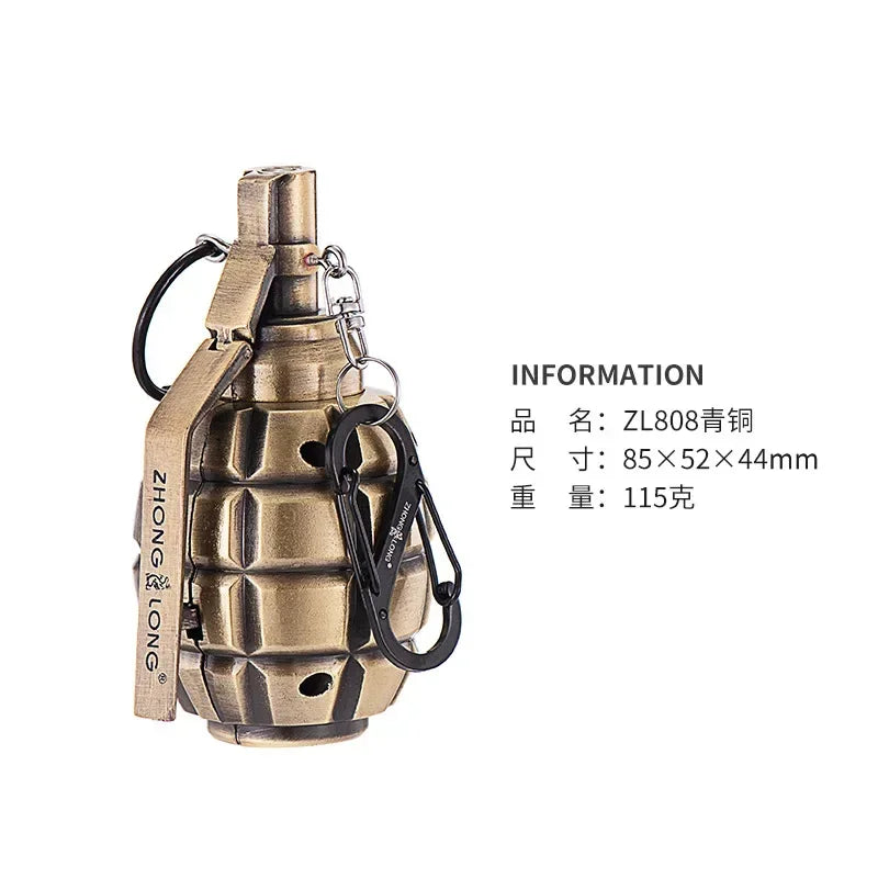 Grenade Design Windproof Jet Flame Butane Gas Lighter Outdoor Keychain Personalized Ornament Lighters Smoking