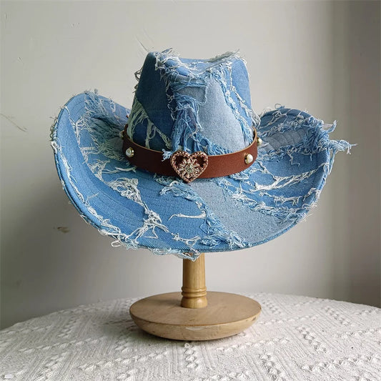 Western ethnic style cowboy hat tassel cowboy series fashion unisex jazz with heart shape decoration western cowboy hat