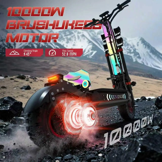 1000W Foldable Adult Electric Scooter 60V 40AH Dual Motor Max Range 74.5 Miles Speed 52.8Mph 13'' All Terrain Electric Scooter