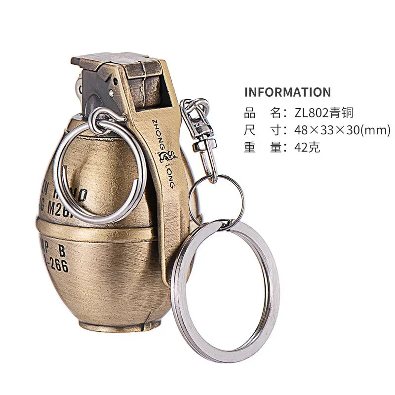 Grenade Design Windproof Jet Flame Butane Gas Lighter Outdoor Keychain Personalized Ornament Lighters Smoking