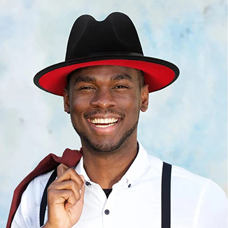 Unisex Two Tone Wide Brim Fedora Hats Women Vintage Western Cowboy Hat Classic Men British Style Jazz Cap Fashion Panama Caps