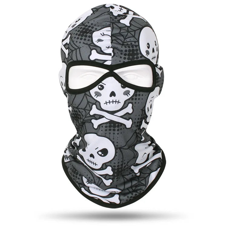 Outdoor Men Women Cycling Mask 3D Skull Bandana Balaclava Windproof Motorcycle Riding Full Face Cover 2 Holes Neck Face Shield