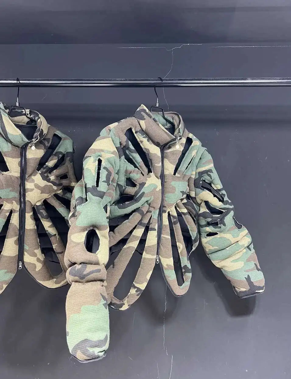 PFHQ Camouflage Vest Jacket Sleeveless Hollow Out Niche Zipper Contrast Color American Streetwear