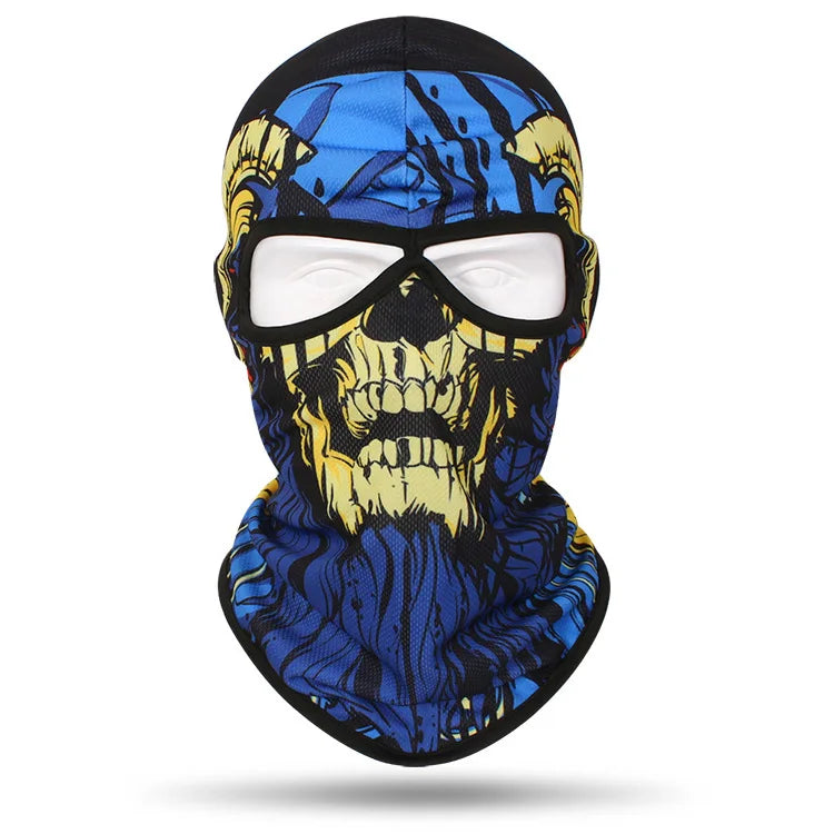 Outdoor Men Women Cycling Mask 3D Skull Bandana Balaclava Windproof Motorcycle Riding Full Face Cover 2 Holes Neck Face Shield