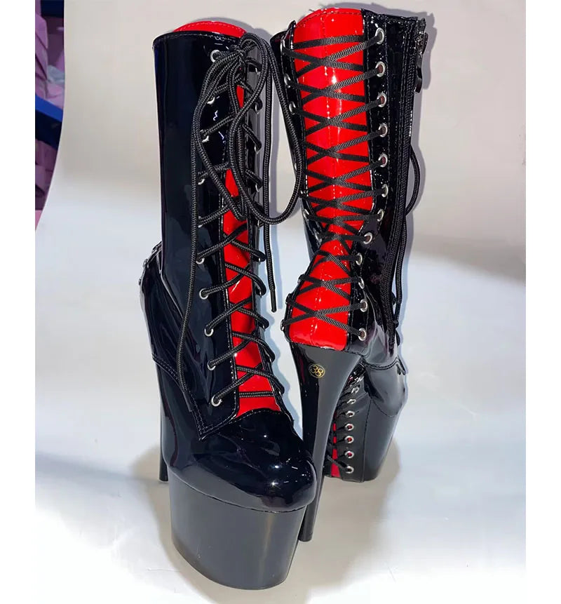 LAIJIANJINXIA New 20cm High Heels Women's Ankle Boots Waterproof Platform Thick Sole Thin Heel Sexy Night Pole Dancing Shoes