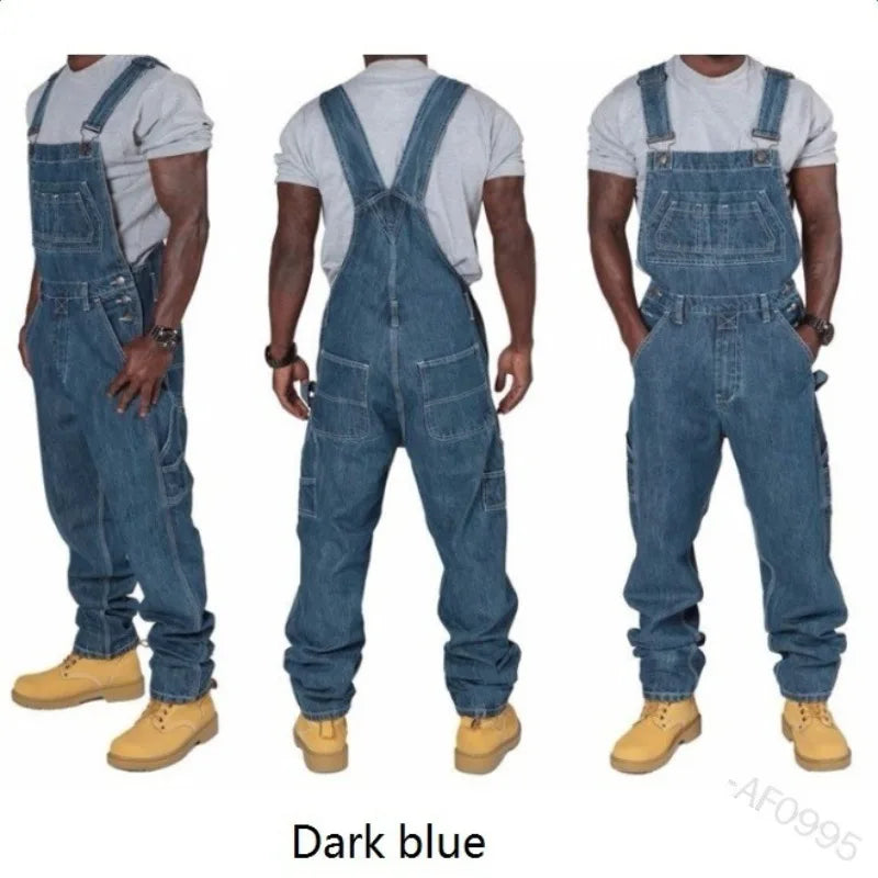 Men‘s Ripped Denim Overalls – Distressed Look Soft Functional Pockets & Durable – Perfect for Gardening Construction Cosplay