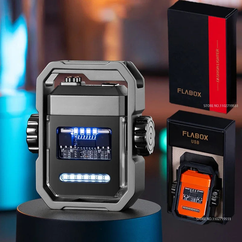 2025 New Mechanical Decompression Fidget Top Lighter Double Arc Electronic