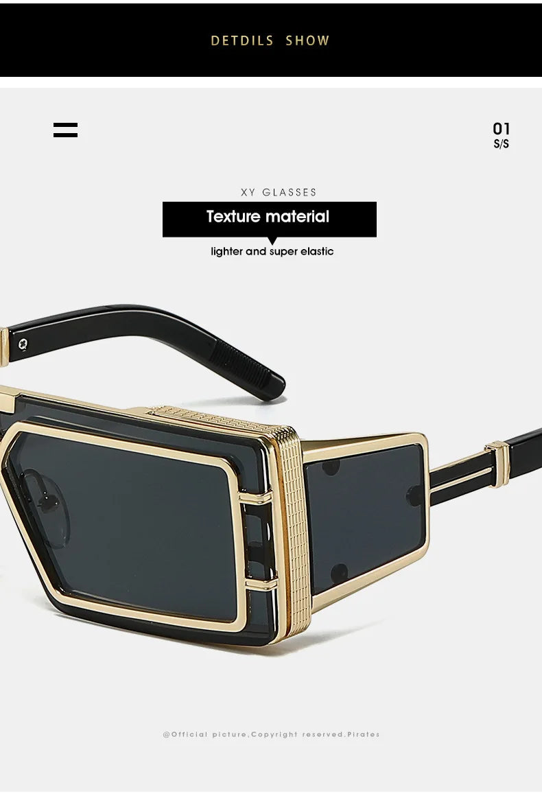 Sunglasses Men Square Sun Glasses Designer T-show  Eyewear Unisex Fashion Heavy Metal Luxury Shades