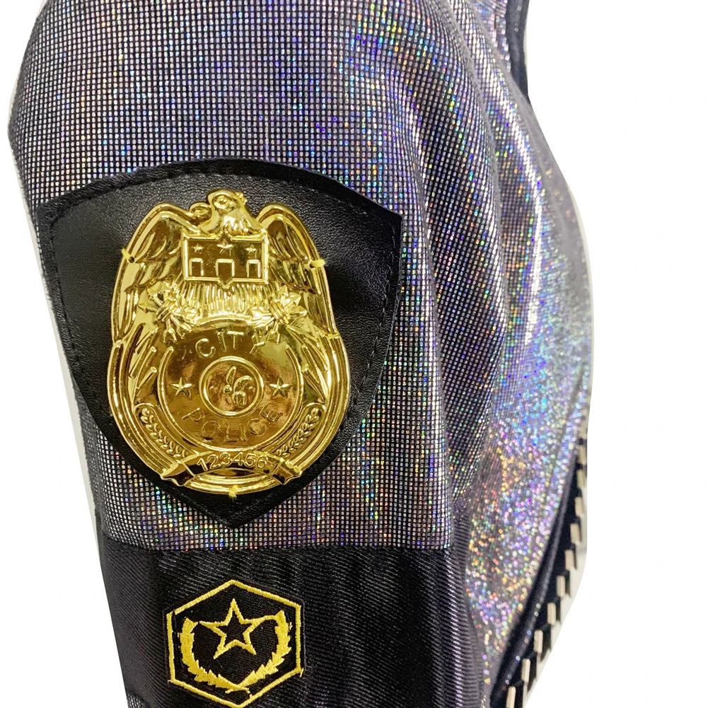 Michael Jackson BAD Laser Spandex Jacket with Golden Metal Belt