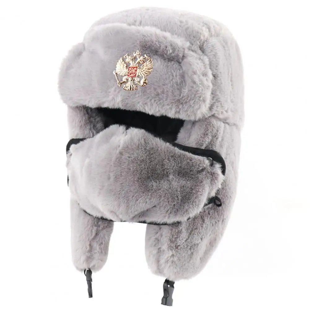 Plush Russian Imitation Rabbit Fur Outdoor Hat Ear Protection Anti Cold Windproof BomberHats