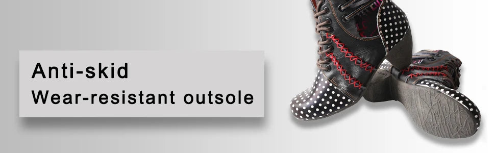 TMA EYES Fashionable Polka Dot High-heeled Women Boots Genuine Leather