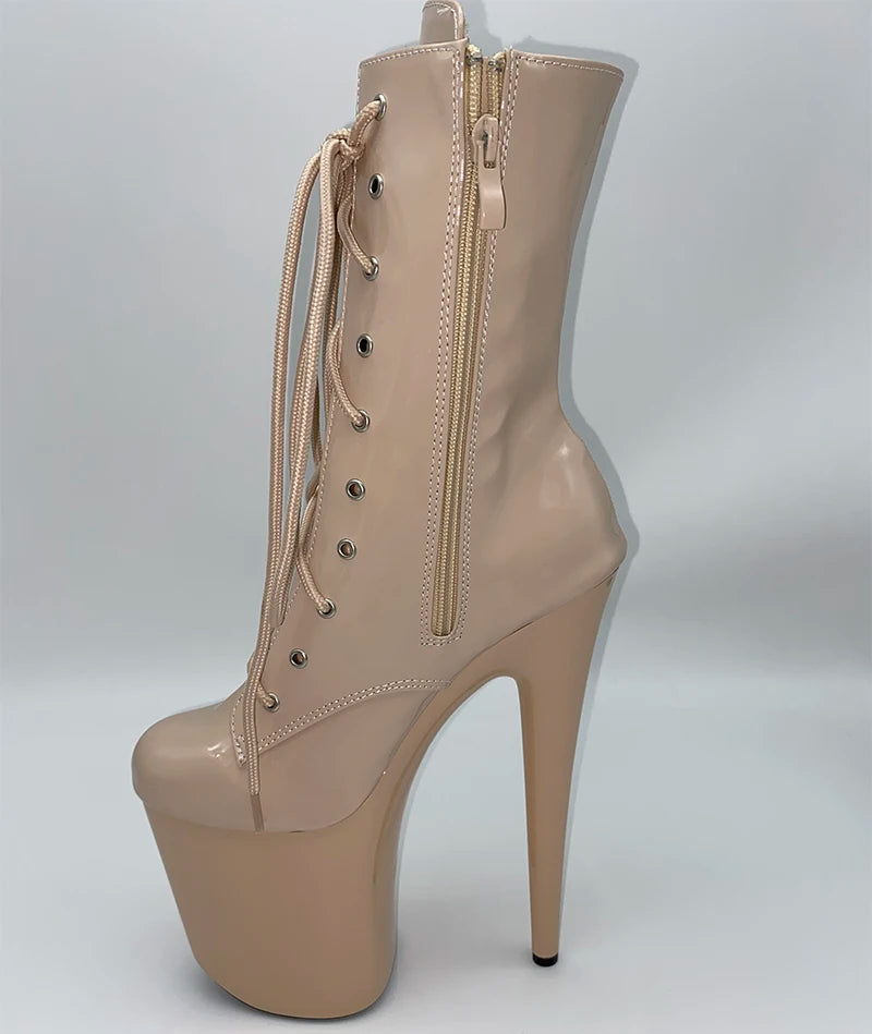 LAIJIANJINXIA New 20cm High Heels Women's Ankle Boots Waterproof Platform Thick Sole Thin Heel Sexy Night Pole Dancing Shoes