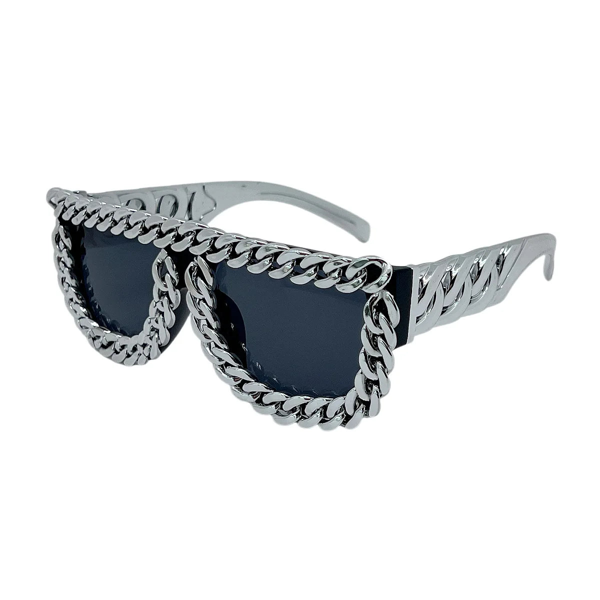 Gold Chain Sunglasses for Men Retro Exaggerated Fashion Designer
