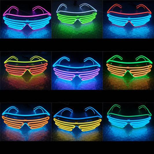 Double-colored Neon Luminous Glasses Flashing Eyeglass Party Wire LED Light Glasses Halloween Fluorescent Glowing Glasses Party