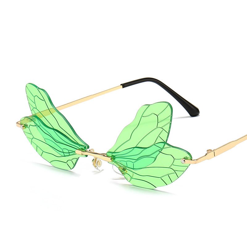 Fashion Rimless Sunglasses Women Vintage Dragonfly Steampunk Sunglasses Men Frameless Gradient Clear Lens Glasses