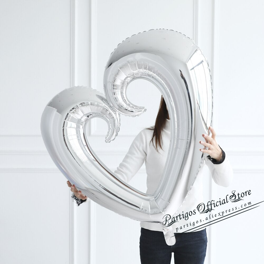 18inch Giant Hollow Heart Shape Foil Balloons for Valentines day/Wedding Party decoration big size red heart helium globos