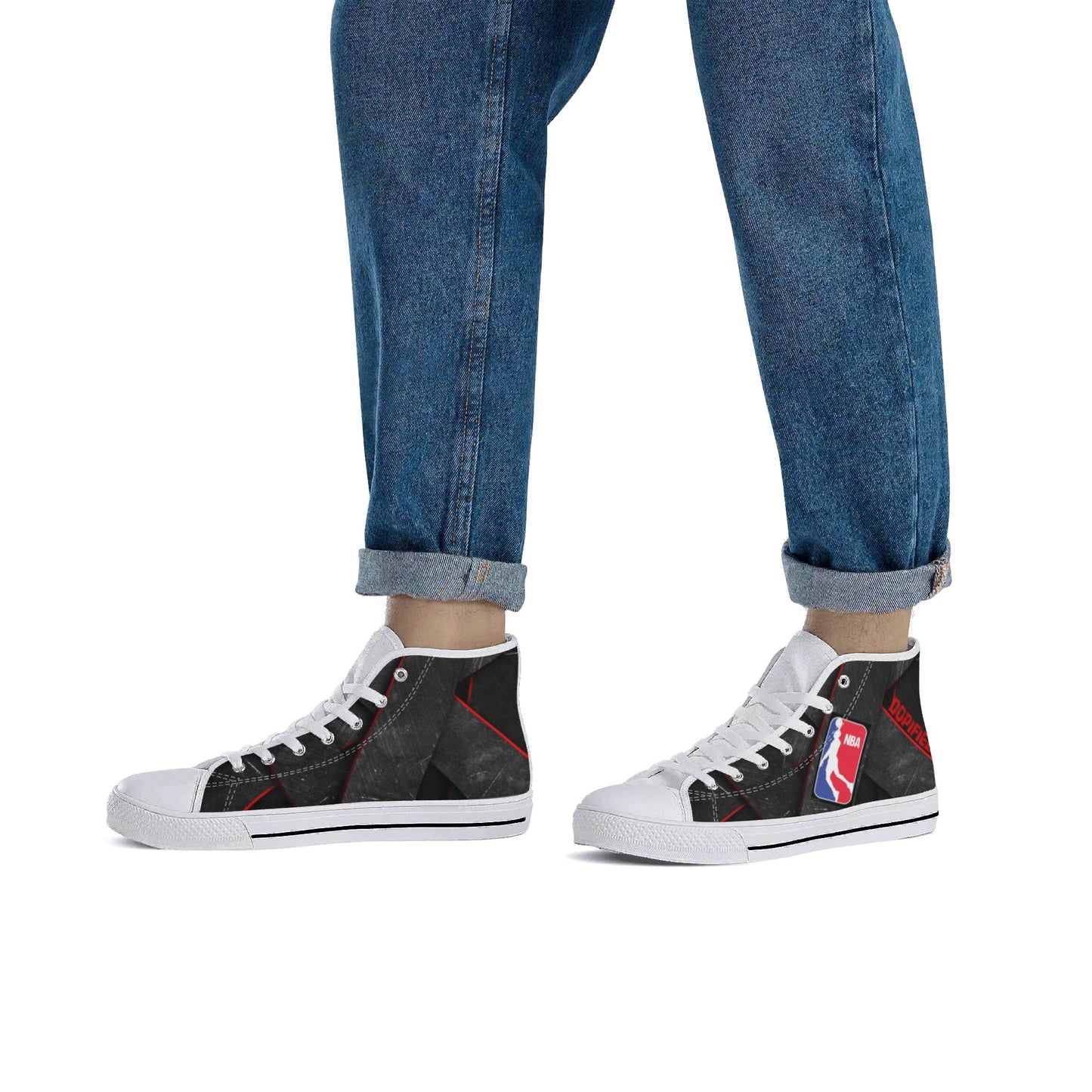 Mens "DOPiFiED NBAs High Top Canvas Shoes