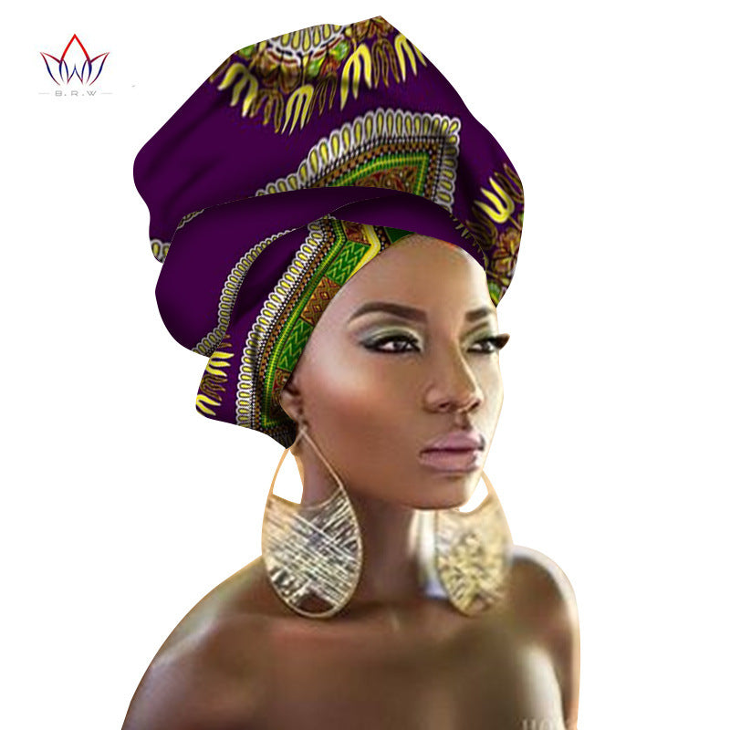 BRW Multi-color African Print Ankara Head wrap Tie Scarf High Quality Hair Accessories Gele Ipele African Bazin Rich Headwear